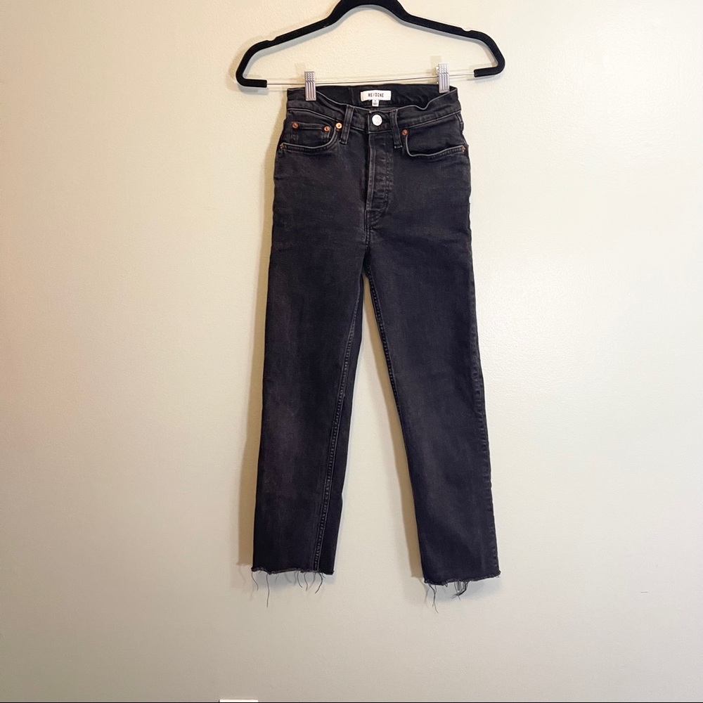 Re/Done Faded Black Comfort Stretch High Rise Women's Jeans Size 24